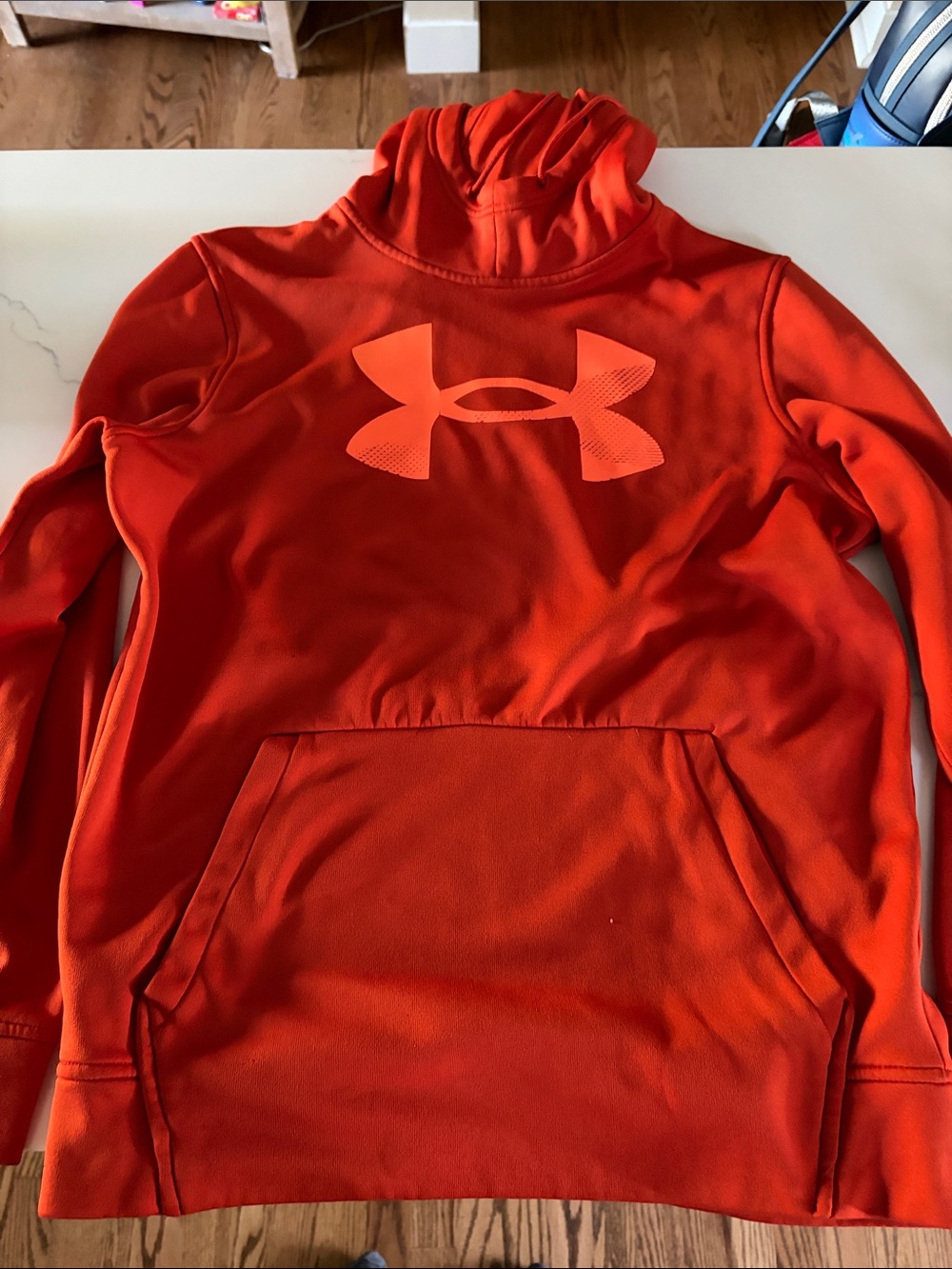 Under Armour Bright Orange Men's Pullover Hoodie with Logo